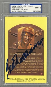 Ted Williams Signed Yellow Hall of Fame Plaque Postcard – PSA/DNA MINT 9